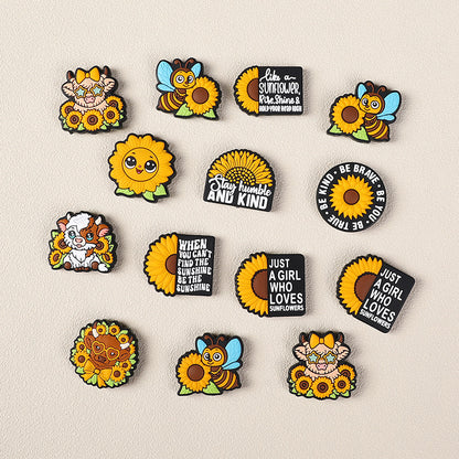 Cartoon Sunflower bee, cow silicone focal bead