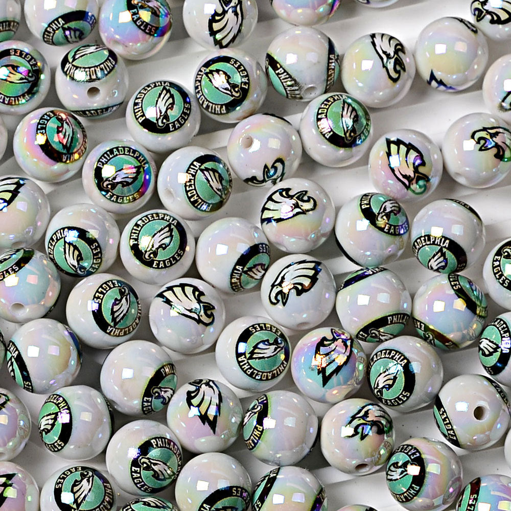 16mm NFL Football Team Beads – Double-Sided Acrylic Round Beads for Game Day Jewelry & Crafts