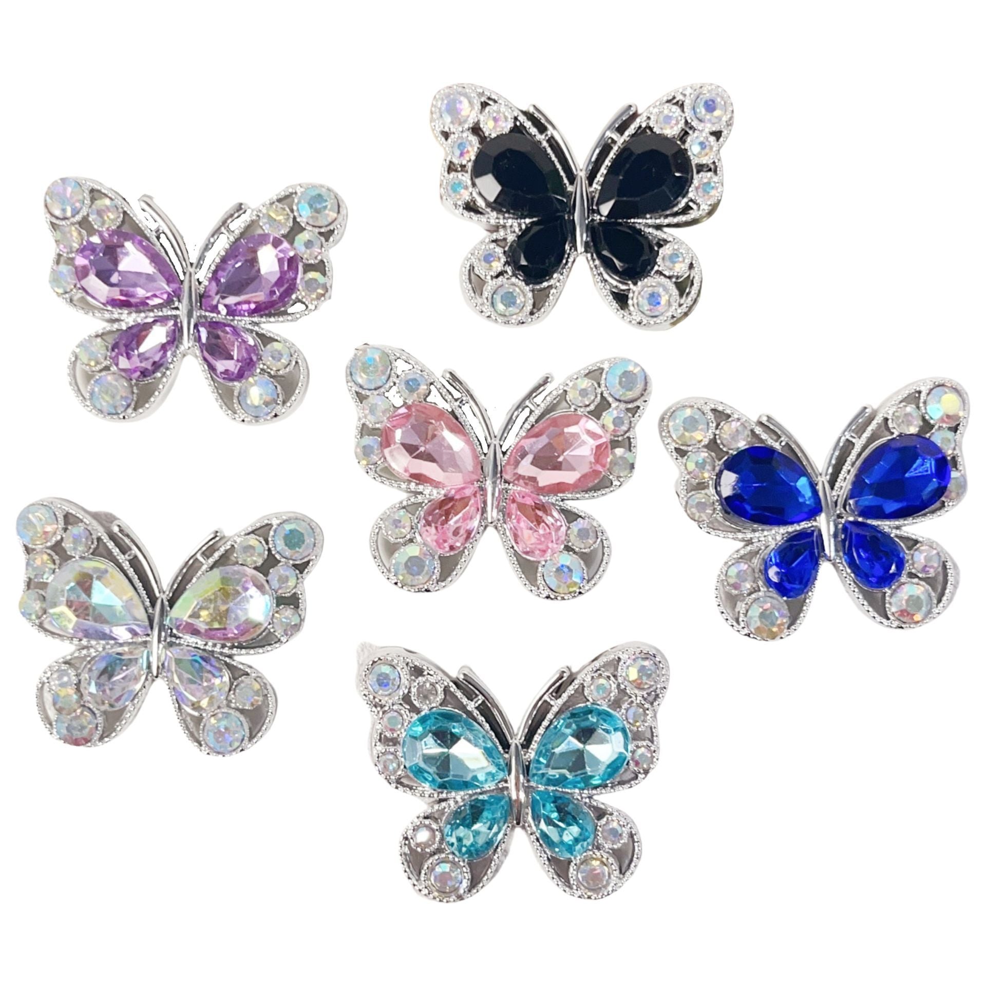 Single-Sided Alloy Rhinestone Butterfly Charm