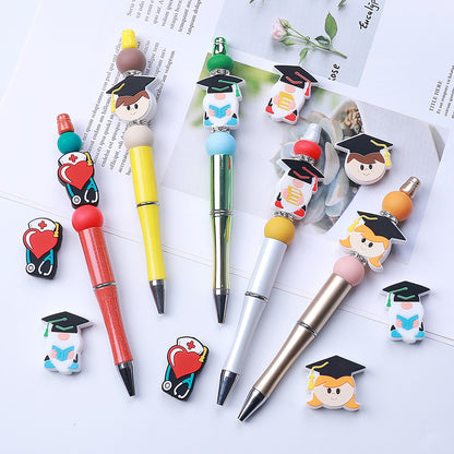 Cartoon gnome graduation series silicone focal beads