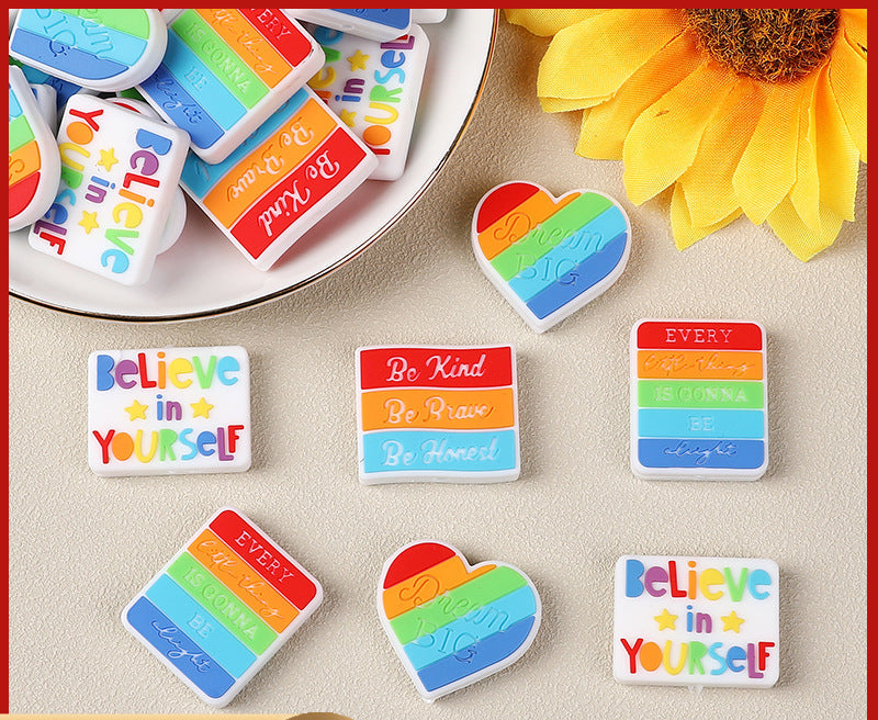 DIY Creative rainbow silicone focal beads