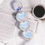 Heavy Duty Double-Layer Heart Alloy Bead with Rhinestones