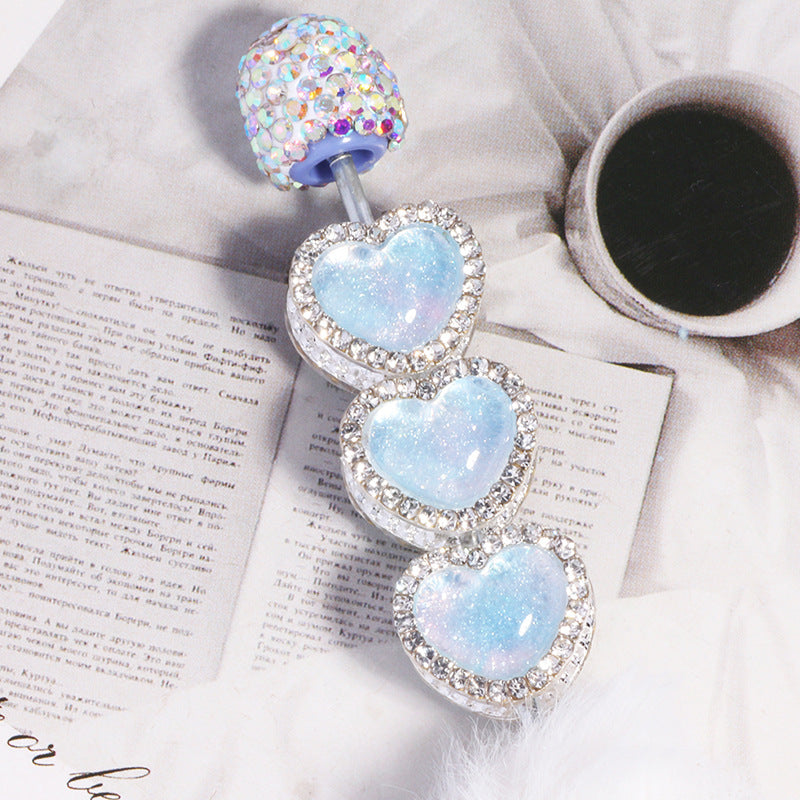 Heavy Duty Double-Layer Heart Alloy Bead with Rhinestones
