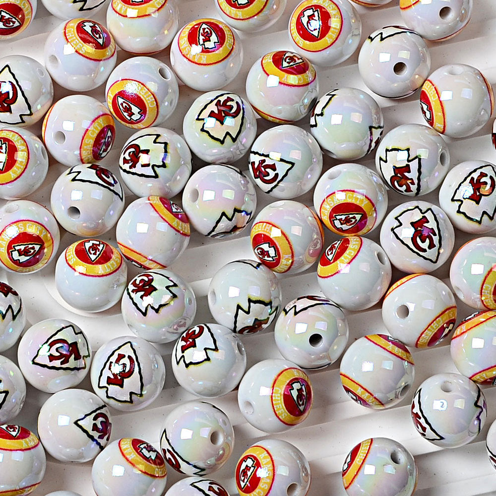 16mm NFL Football Team Beads – Double-Sided Acrylic Round Beads for Game Day Jewelry & Crafts