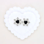 Kimhatter Christmas Snowflake Double-Sided Heart Zircon Alloy Bead with Straight Hole