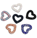 Kimhatter Heart-Shaped Polymer Clay Beads, 27.5×33.5mm Black Diamond Rhinestone Focal Beads with 2mm Hole for Phone Charms, Pen Charms & Jewelry Making