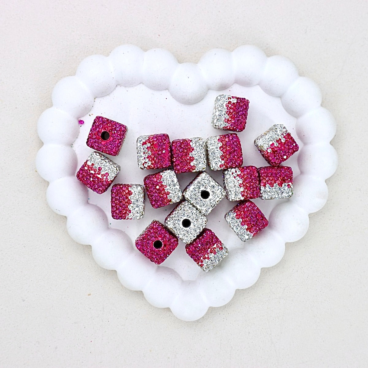 Kimhatter 16mm Square Ombre Gradient Polymer Clay Beads 6pcs/bag