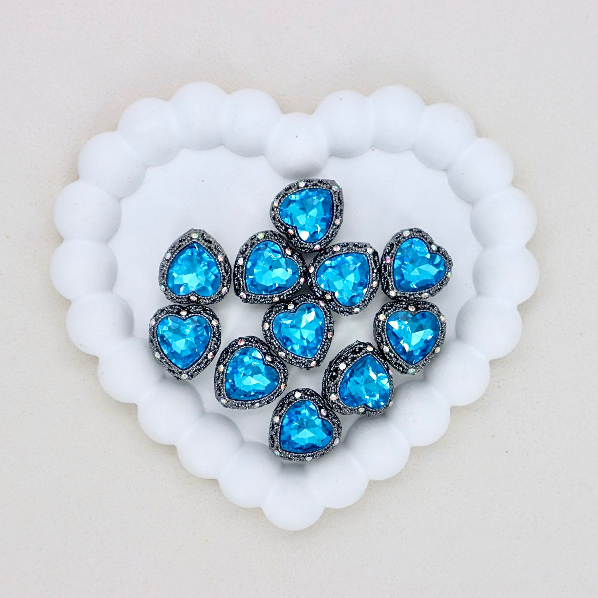 Kimhatter Black Heart Double-Sided Crystal Alloy Bead with Diamond Ball 2pcs/bag