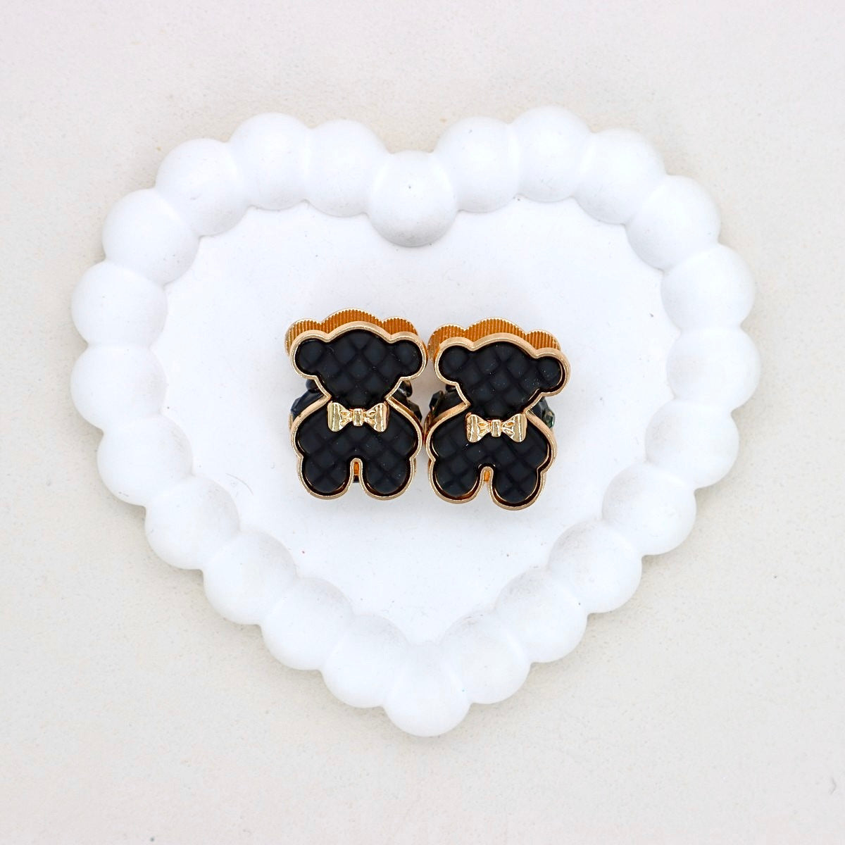 Kimhatter Double-Sided Alloy 3D Bear Bead with Champagne Diamond Ball