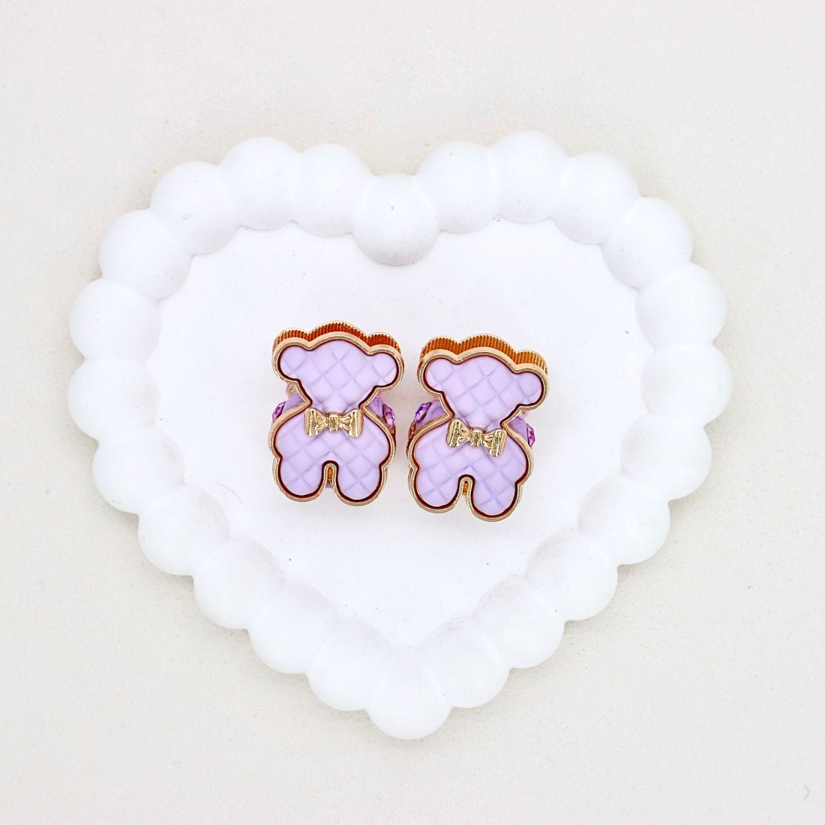 Kimhatter Double-Sided Alloy 3D Bear Bead with Champagne Diamond Ball