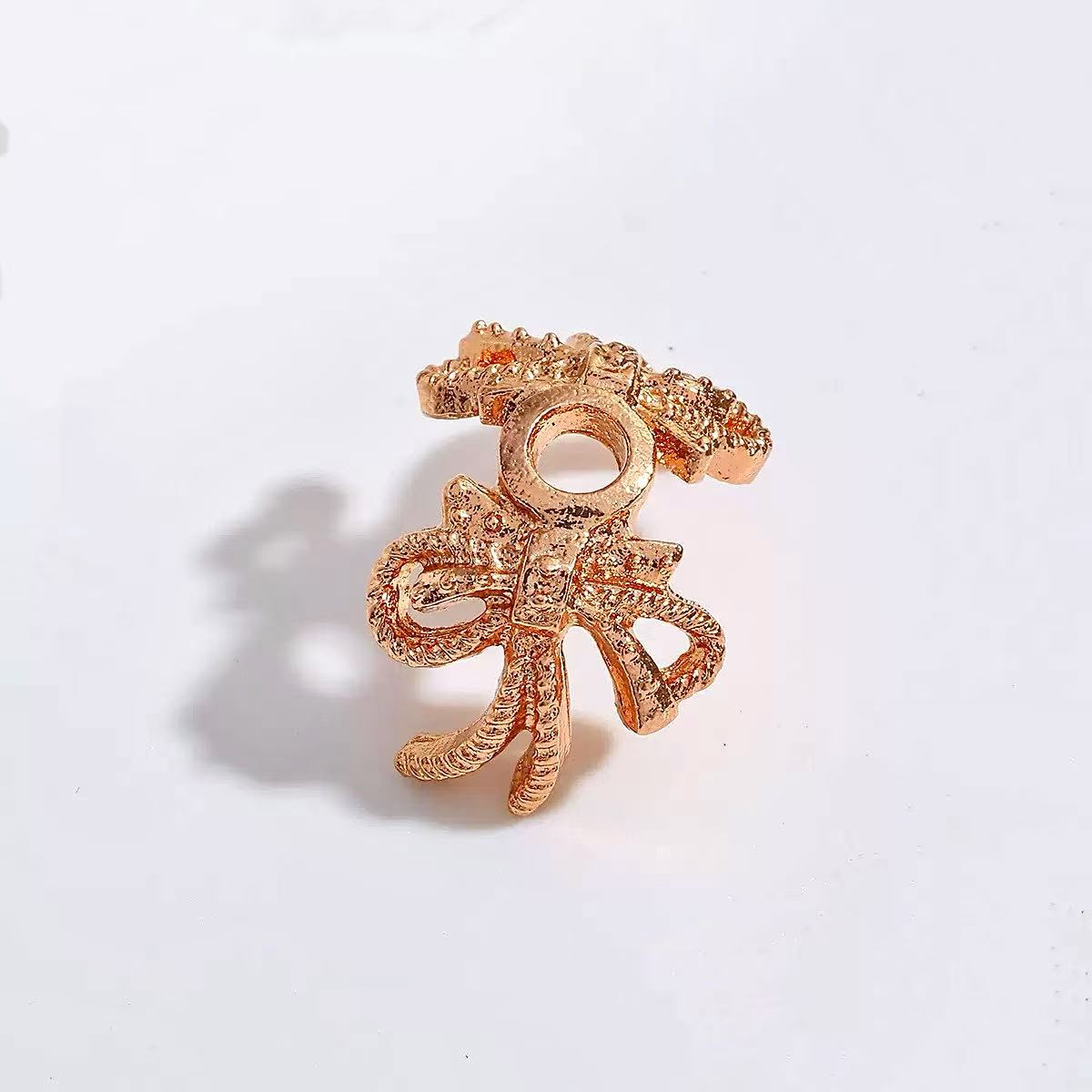 Micro-Set Zircon Double Bow Flower Spacer 10pcs/bag