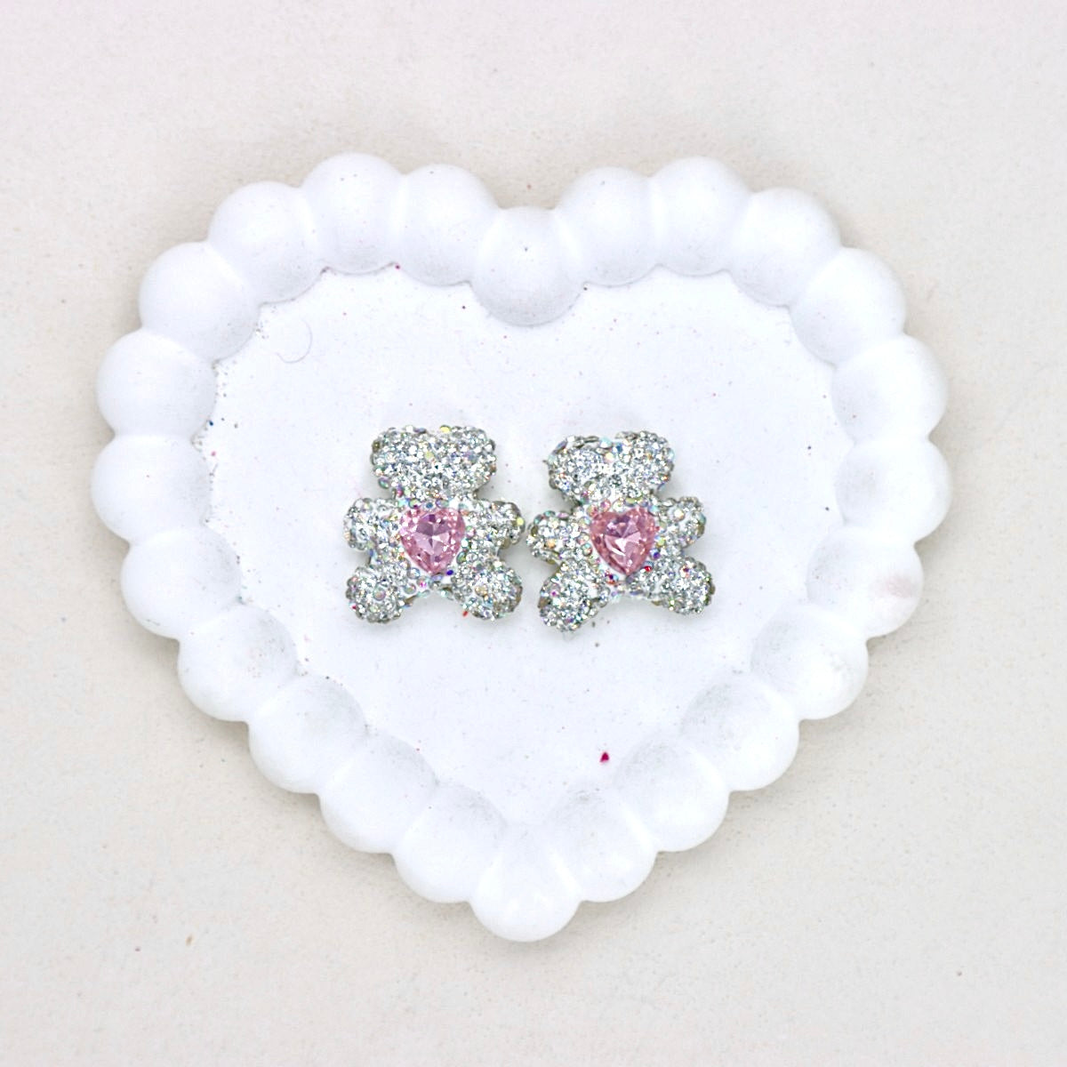 Stardust Full Crystal Bear Heart Zircon Diamond Ball Bead