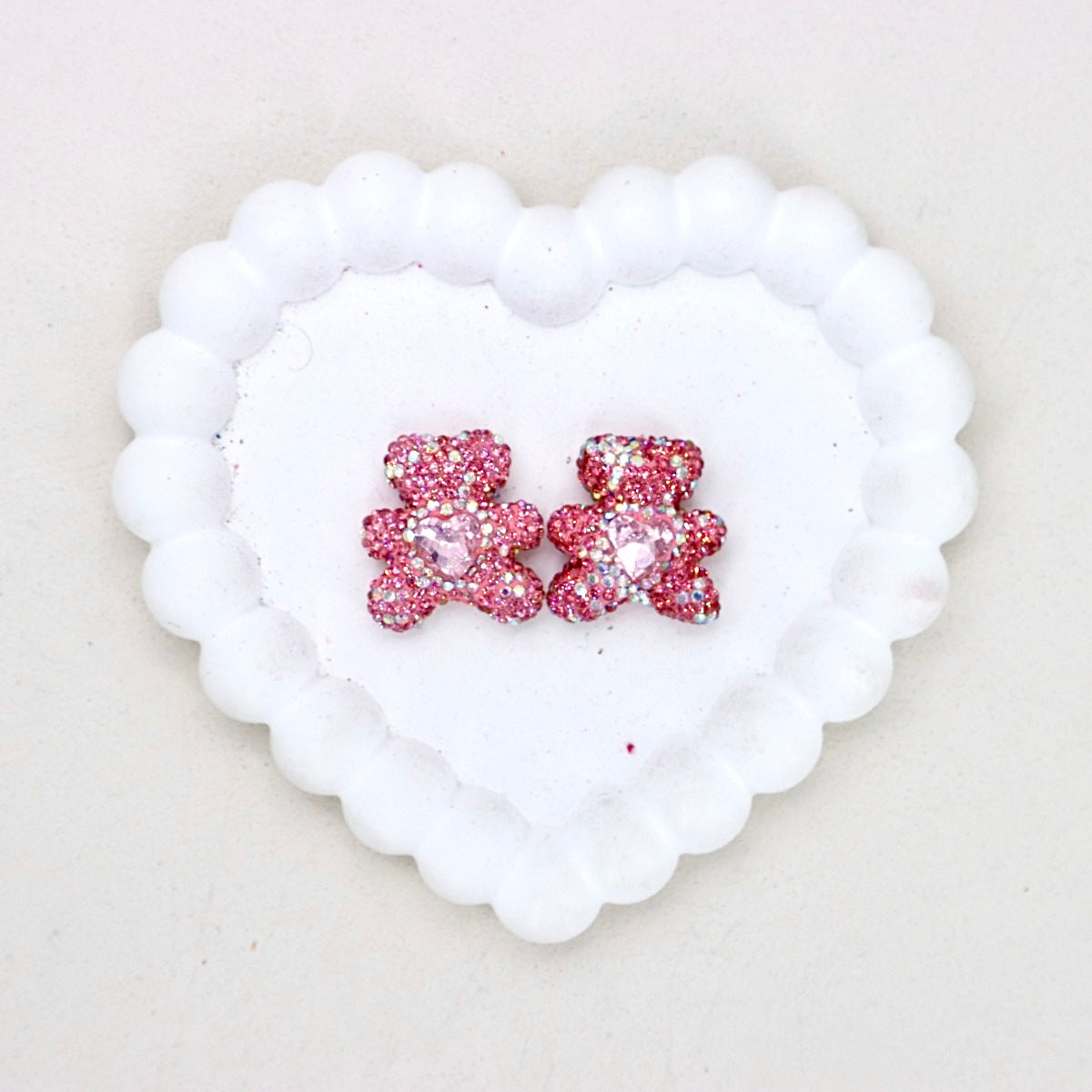 Stardust Full Crystal Bear Heart Zircon Diamond Ball Bead