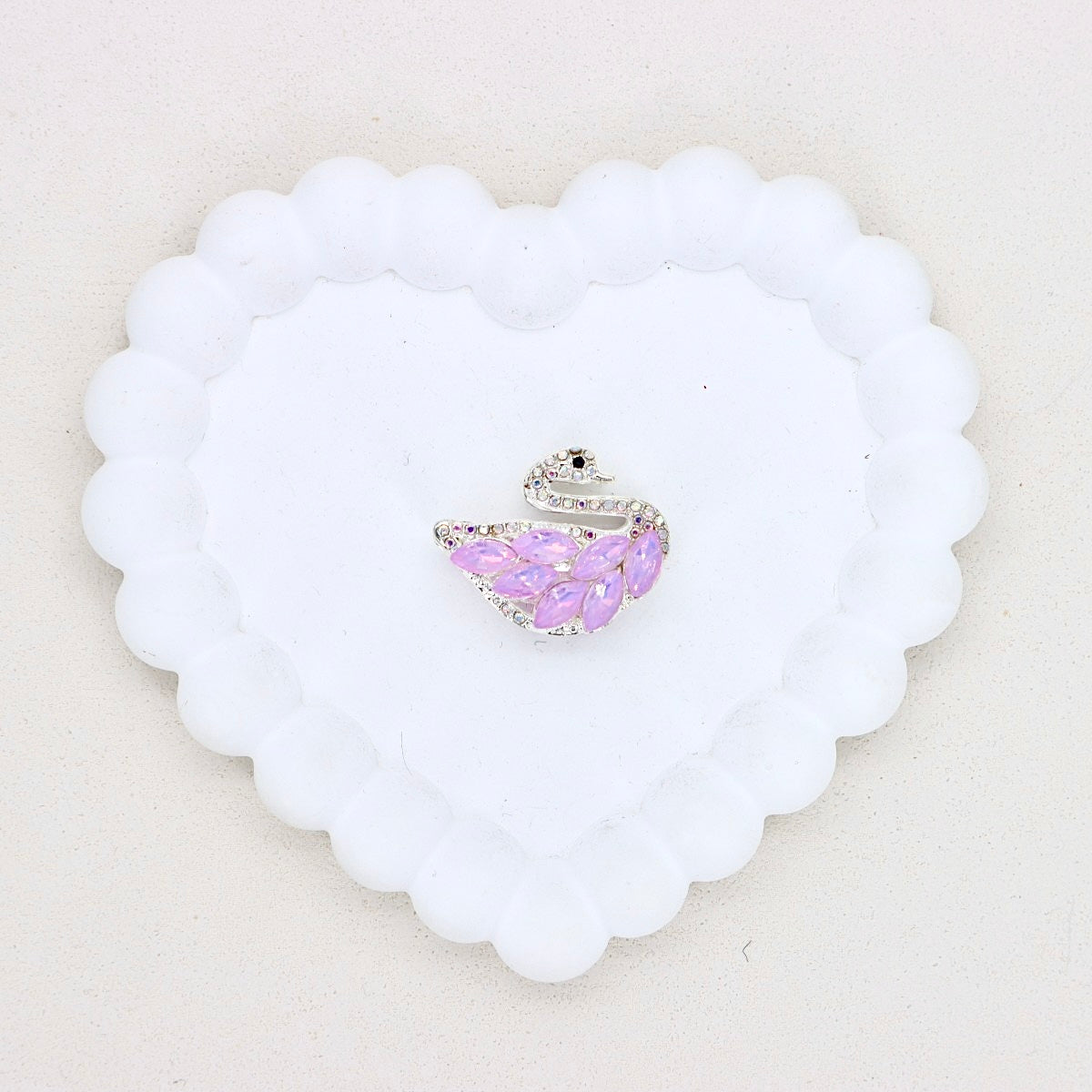 Kimhatter Mocha Crystal 3D Feather Swan Diamond Ball Bead with Straight Hole