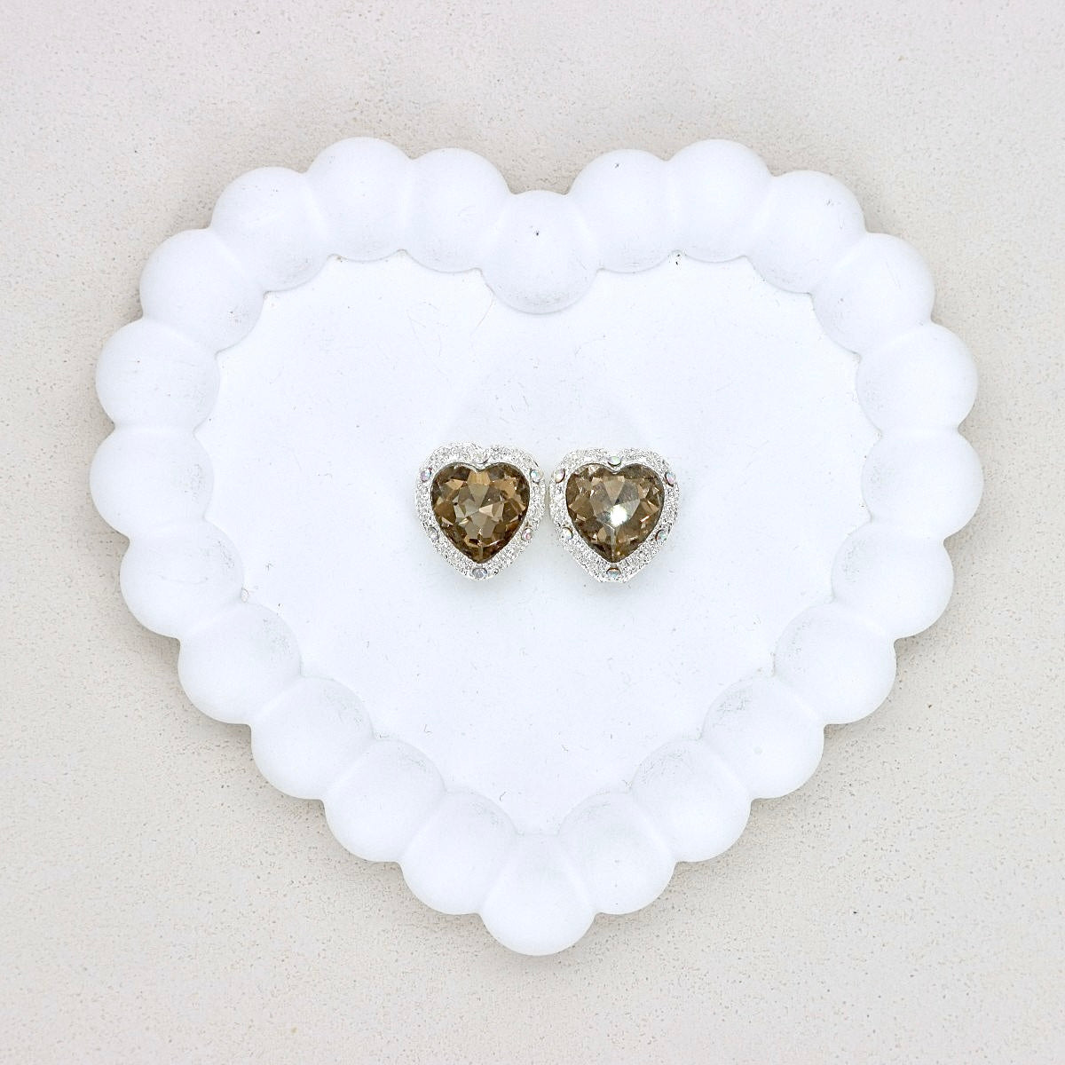 Kimhatter Heart Silver Double-Sided Crystal Alloy Bead with Diamond Ball 2pcs/bag