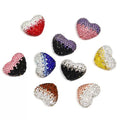 Kimhatter Ombre Heart Polymer Clay Bead with Diamond Ball 3pcs/bag