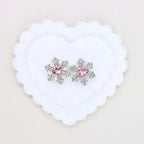 Kimhatter Christmas Snowflake Double-Sided Heart Zircon Alloy Bead with Straight Hole