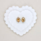 Oval Silver Double-Sided Crystal Alloy Bead with Diamond Ball Design