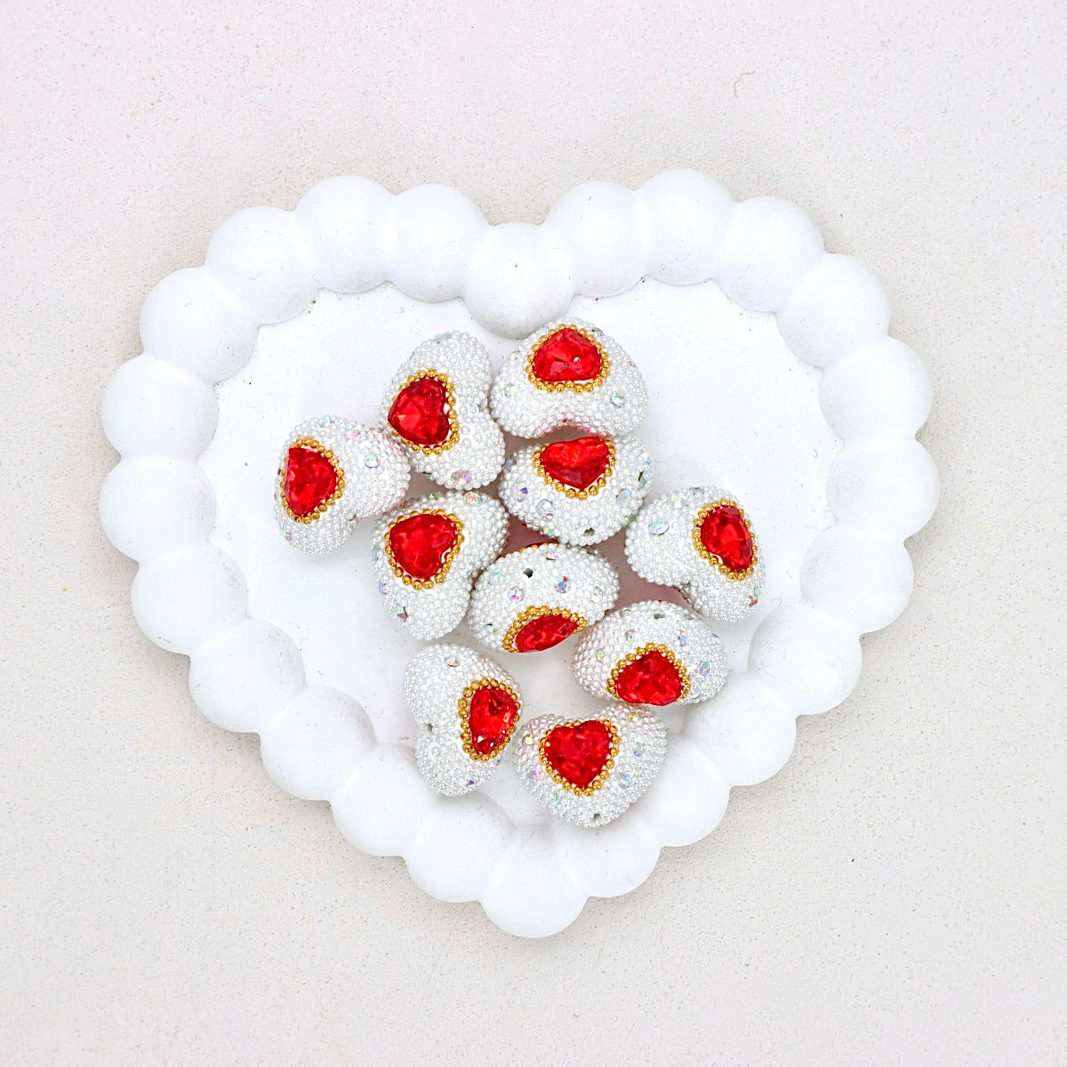 Classic Bubble Beads Heart Western-Style Polymer Clay Diamond Ball Bead