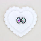 Oval Mocha Double-Sided Crystal Alloy Bead with Diamond Ball