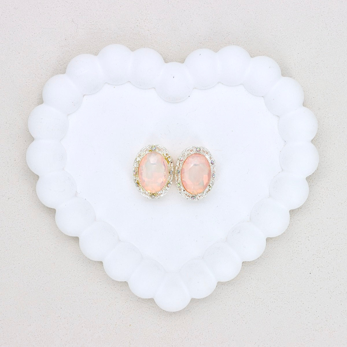 Oval Mocha Double-Sided Crystal Alloy Bead with Diamond Ball
