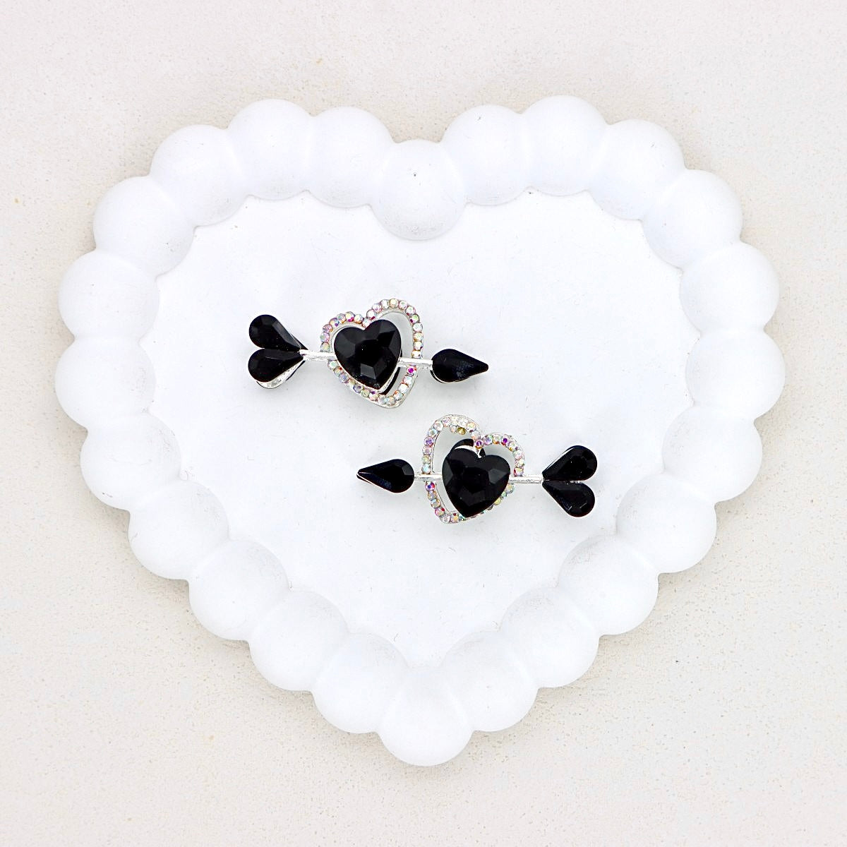 Kimhatter Double-Sided Alloy Crystal Arrow Through Heart Bead with Diamond Ball
