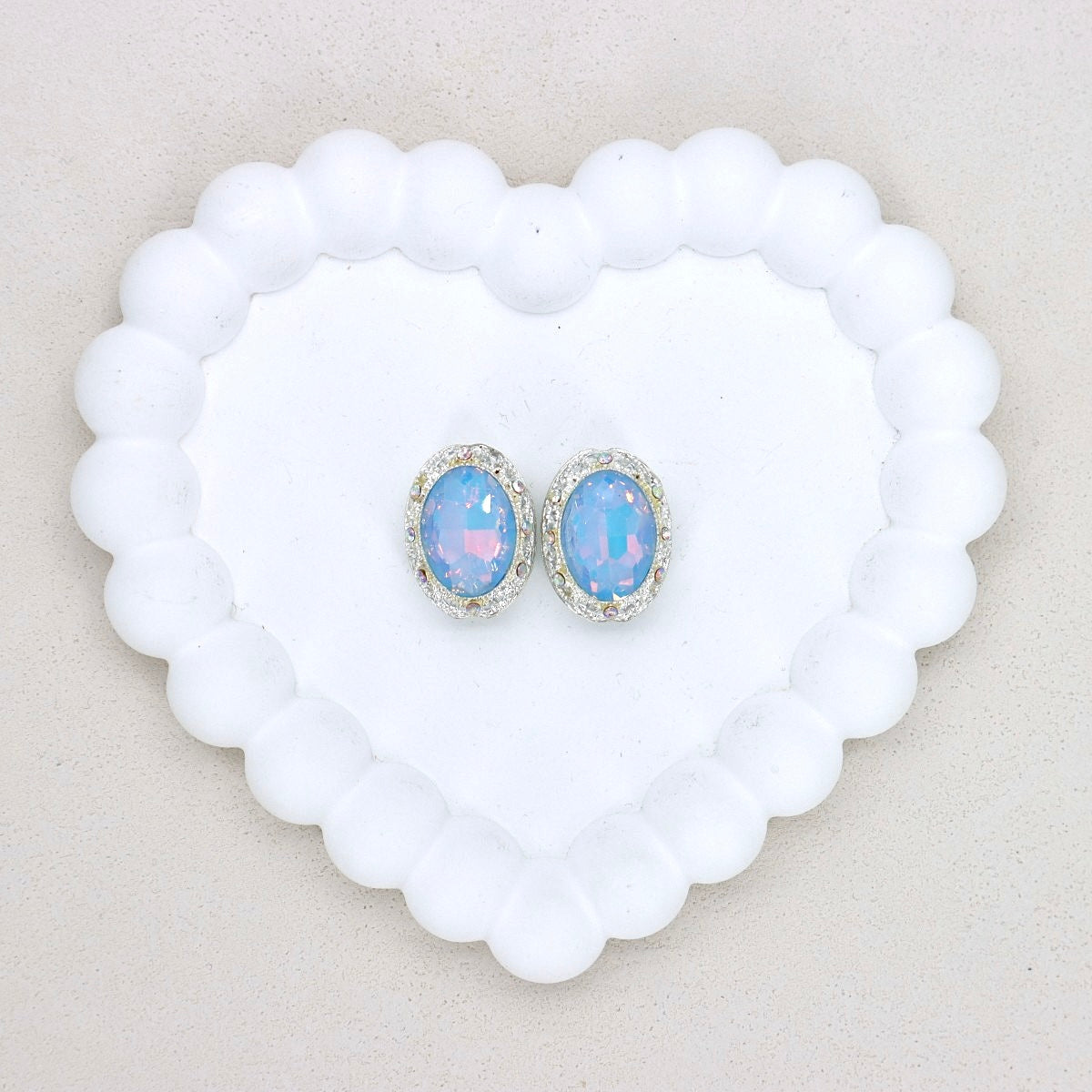 Oval Mocha Double-Sided Crystal Alloy Bead with Diamond Ball