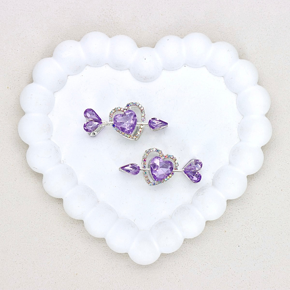 Kimhatter Double-Sided Alloy Crystal Arrow Through Heart Bead with Diamond Ball