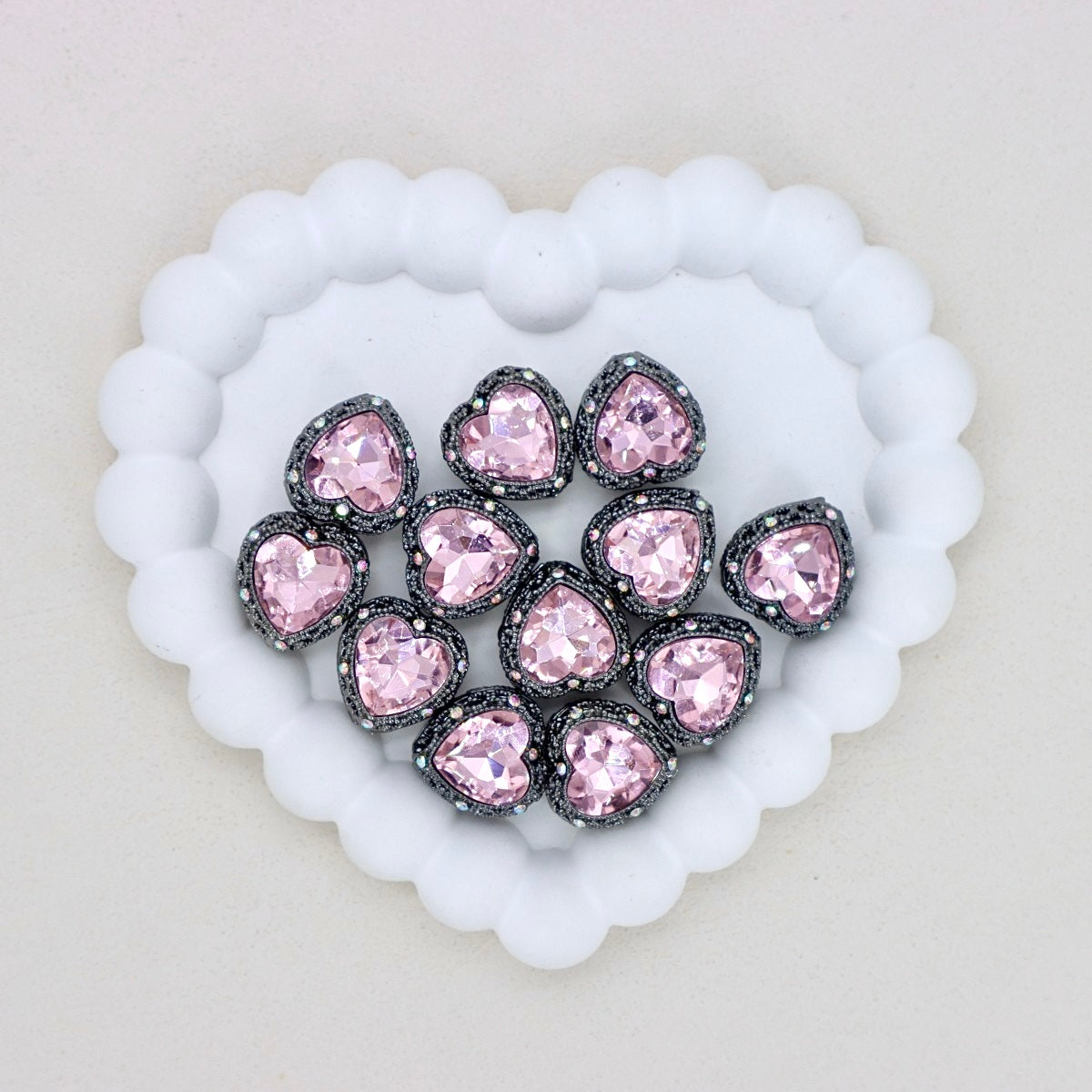Kimhatter Black Heart Double-Sided Crystal Alloy Bead with Diamond Ball 2pcs/bag