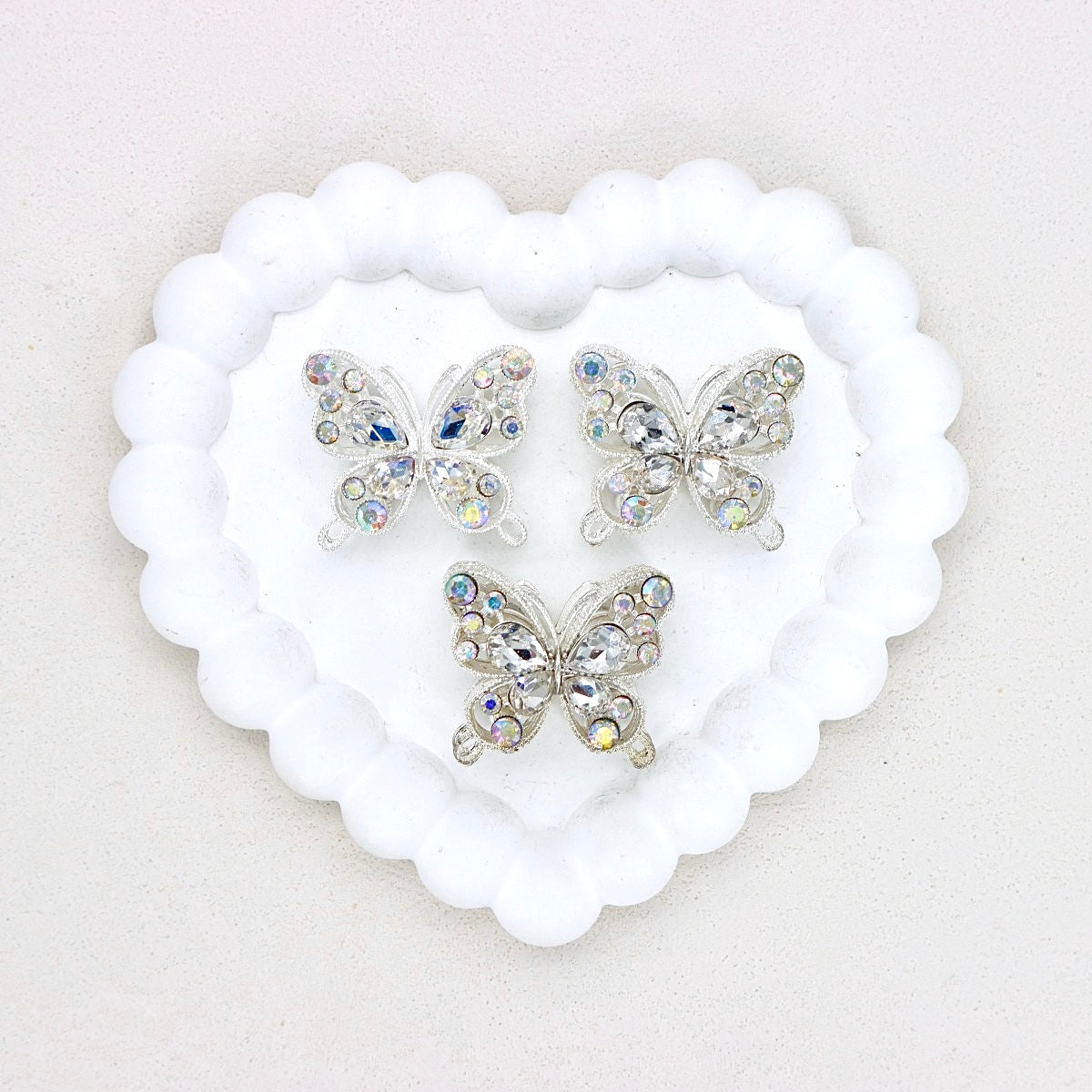 Kimhatter Heavy Duty Double-Sided Alloy Butterfly Crystal Diamond Ball Bead with Straight Hole