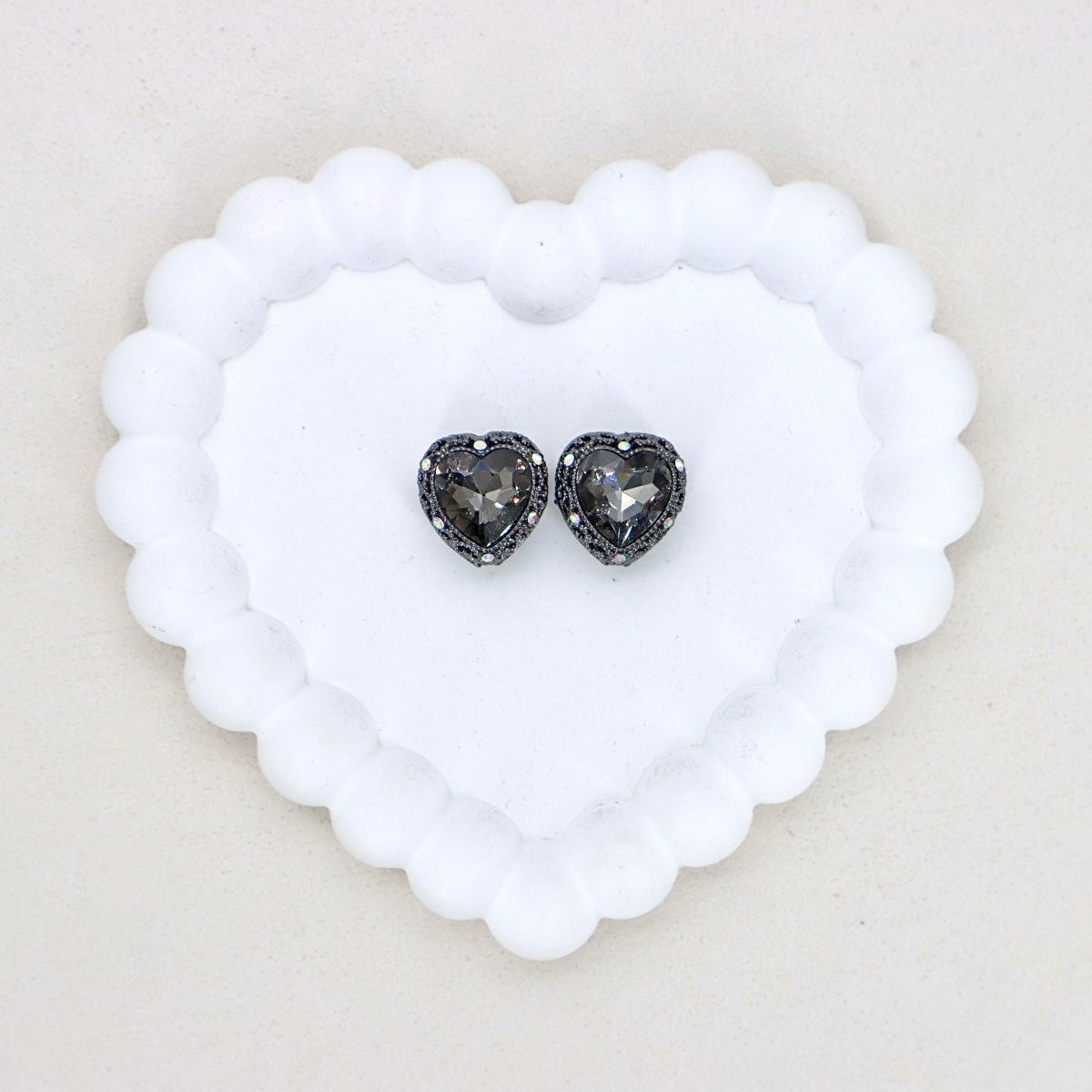 Kimhatter Black Heart Double-Sided Crystal Alloy Bead with Diamond Ball 2pcs/bag