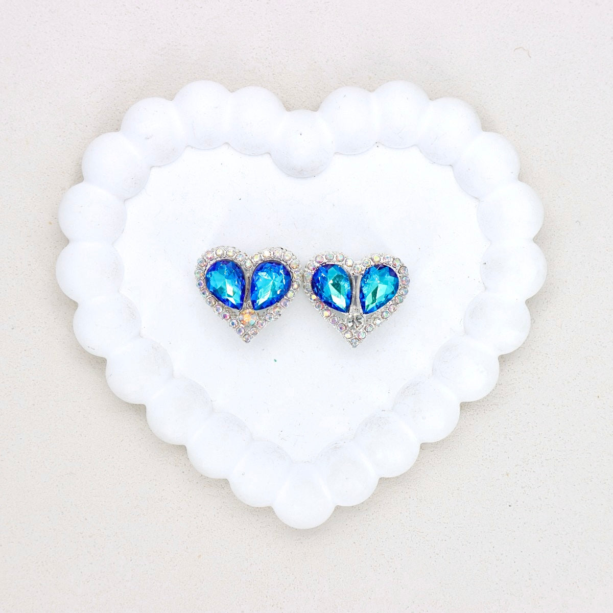 Kimhatter Double-Sided Crystal Heart Alloy Bead with Rhinestone Accents