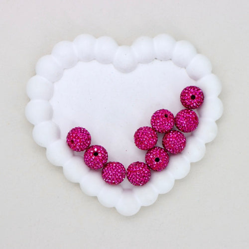 16mm Full Crystal Diamond Ball Polymer Clay Beads with Straight Hole