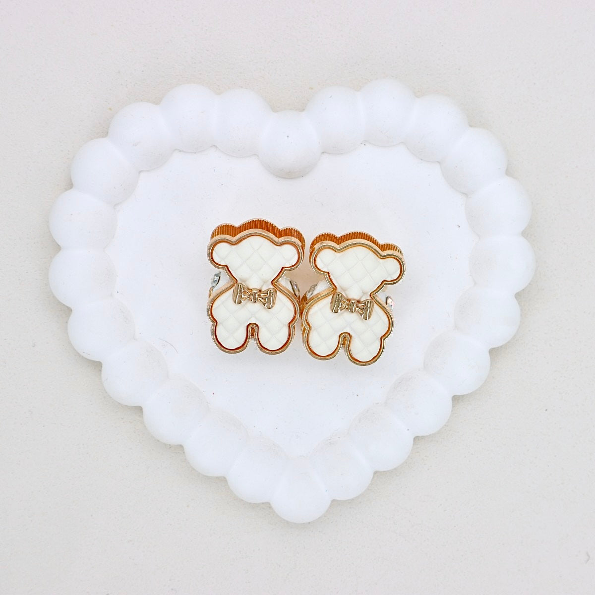 Kimhatter Double-Sided Alloy 3D Bear Bead with Champagne Diamond Ball
