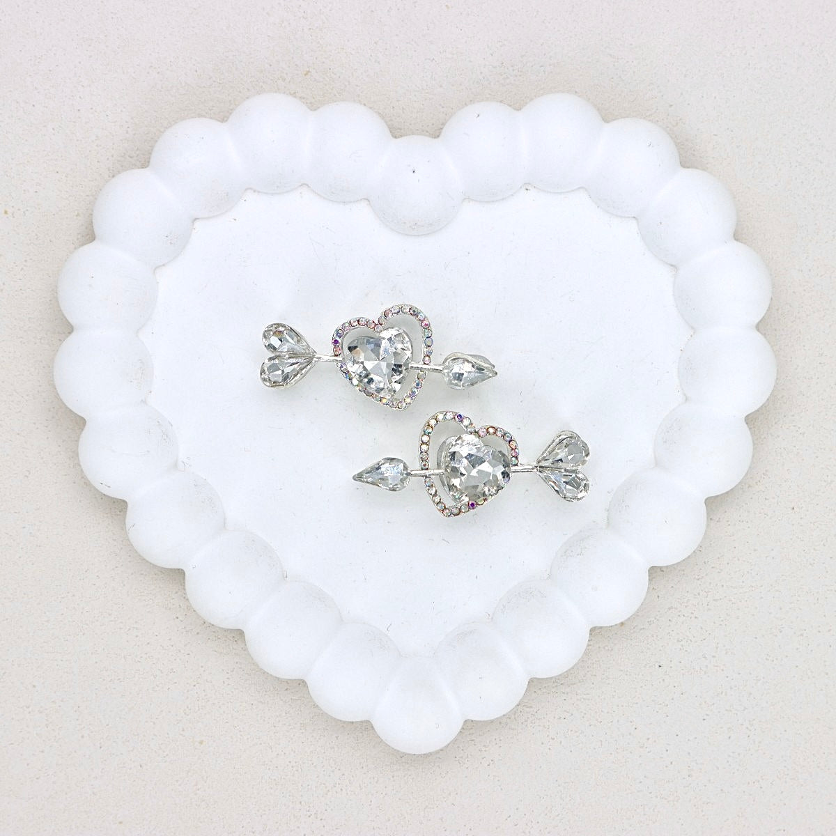 Kimhatter Double-Sided Alloy Crystal Arrow Through Heart Bead with Diamond Ball