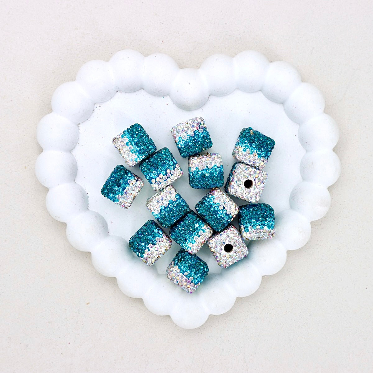 Kimhatter 16mm Square Ombre Gradient Polymer Clay Beads 6pcs/bag