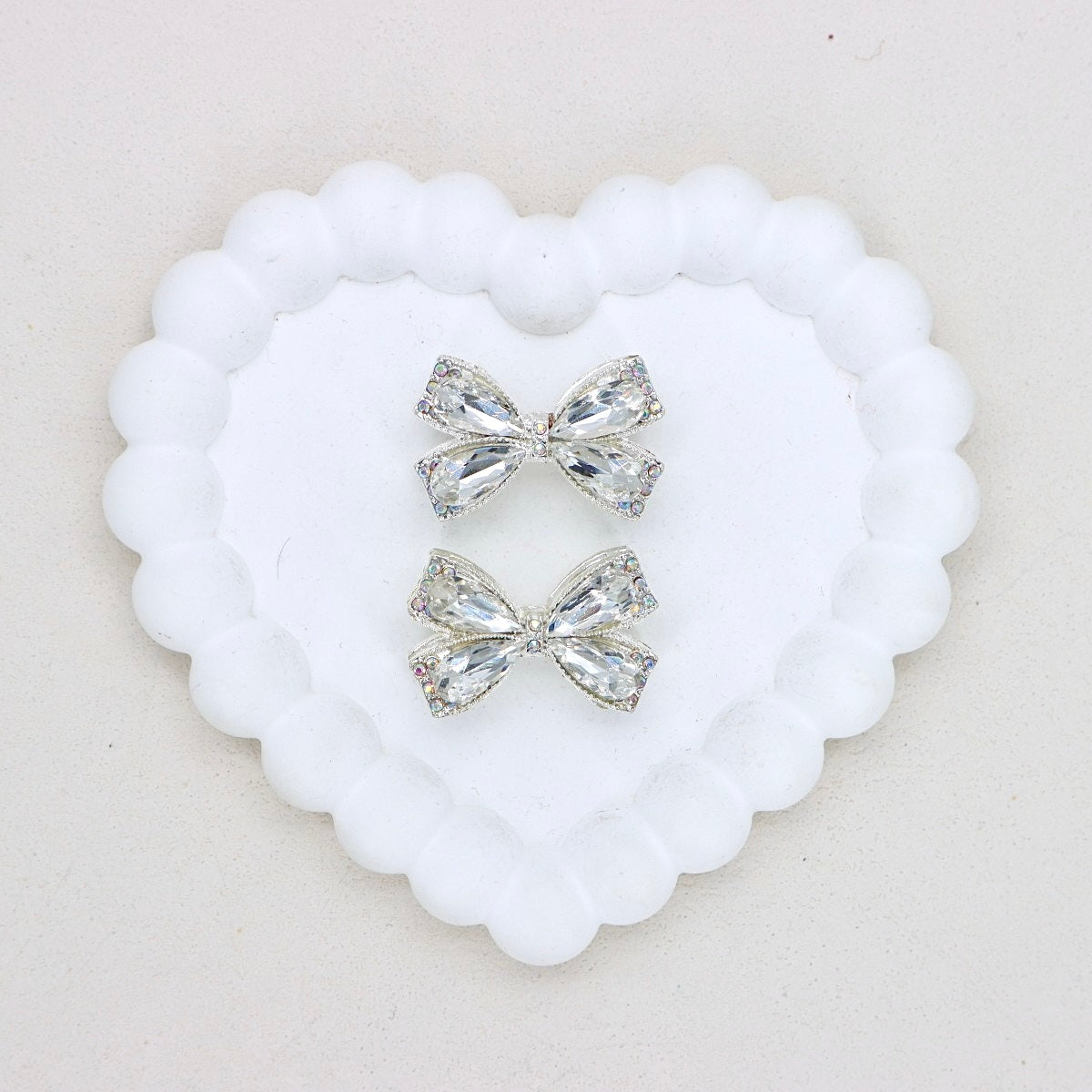 Kimhatter Colorful Crystal Bow Alloy Beads with Straight Hole 2pcs/bag