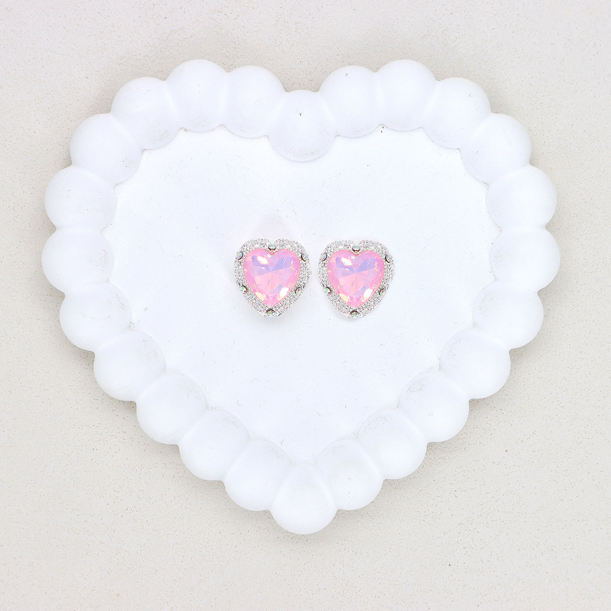 Kimhatter Heart Silver Double-Sided Crystal Alloy Bead with Diamond Ball 2pcs/bag