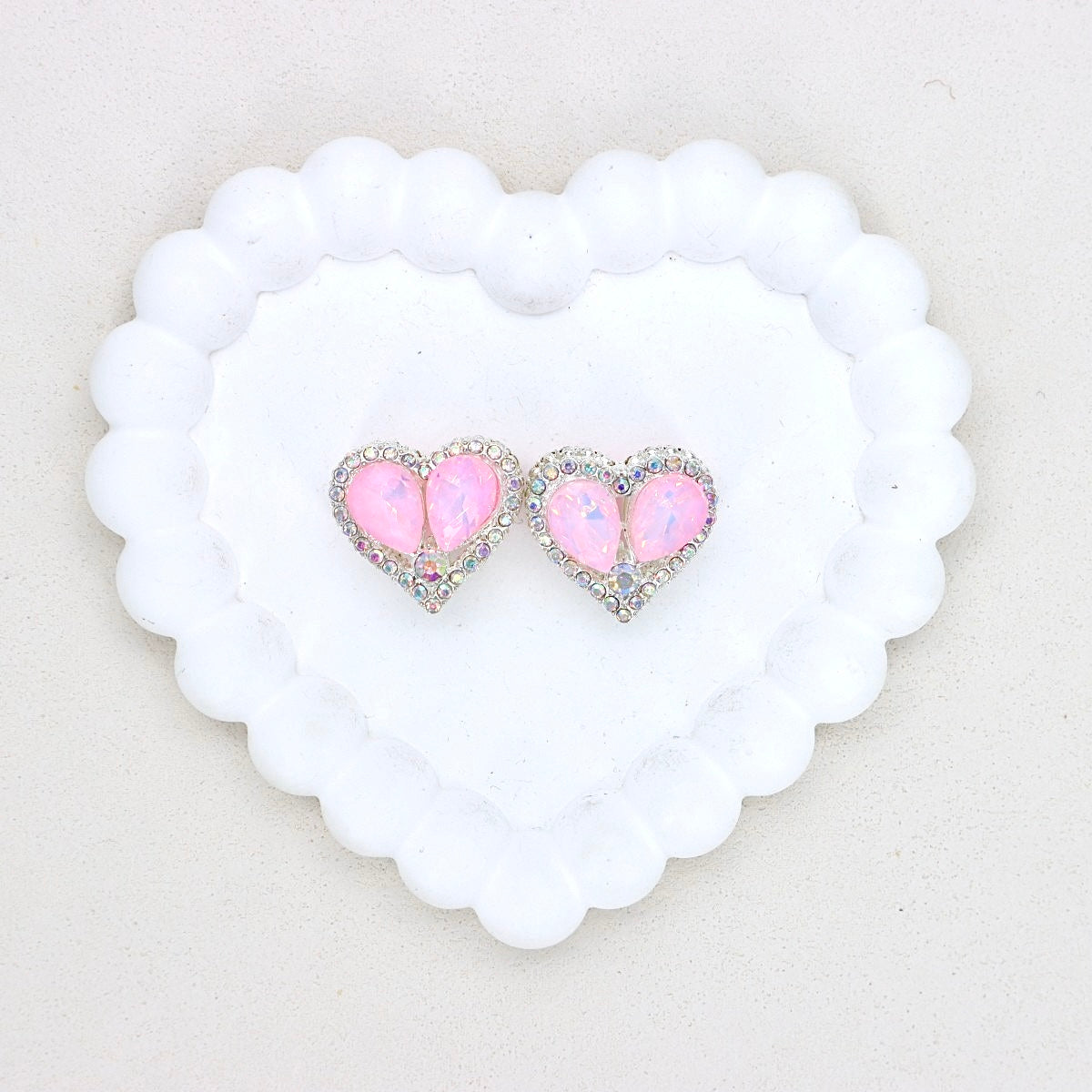 Kimhatter Double-Sided Crystal Heart Alloy Bead with Rhinestone Accents