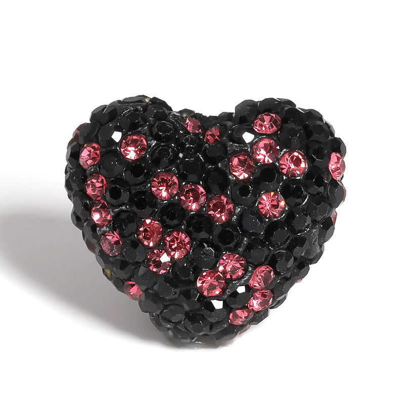 Kimhatter Stardust Heart Polymer Clay Bead with Diamond Ball 3pcs/bag