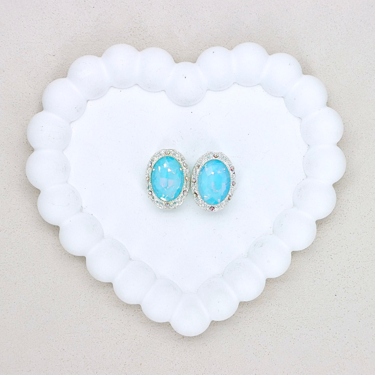 Oval Mocha Double-Sided Crystal Alloy Bead with Diamond Ball