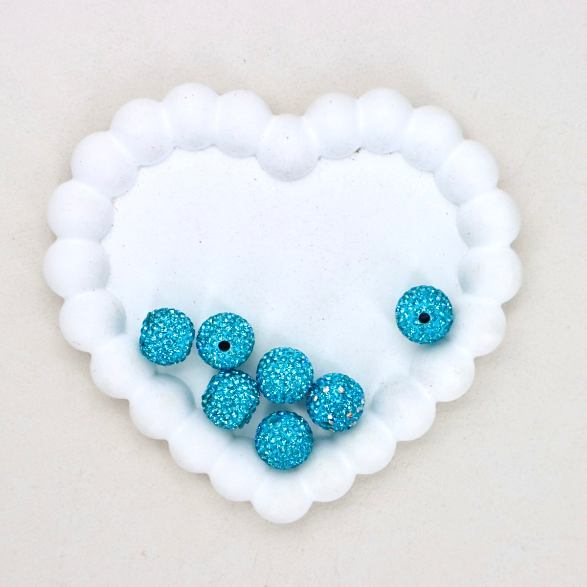 16mm Full Crystal Diamond Ball Polymer Clay Beads with Straight Hole
