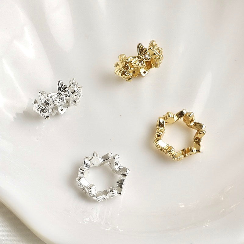 14K Gold Plated Zircon Butterfly Spacer Bead 40pcs/bag