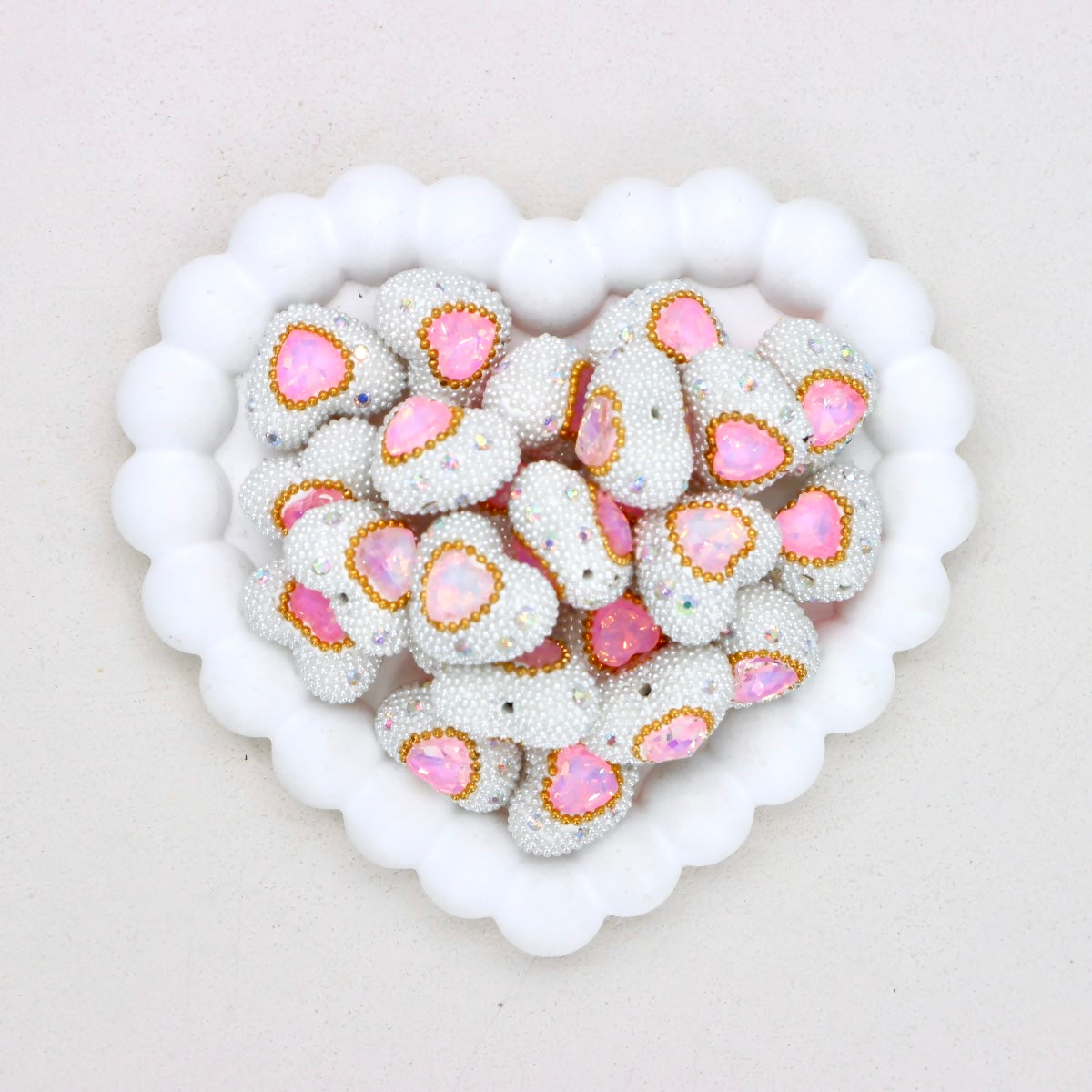 Classic Bubble Beads Heart Western-Style Polymer Clay Diamond Ball Bead