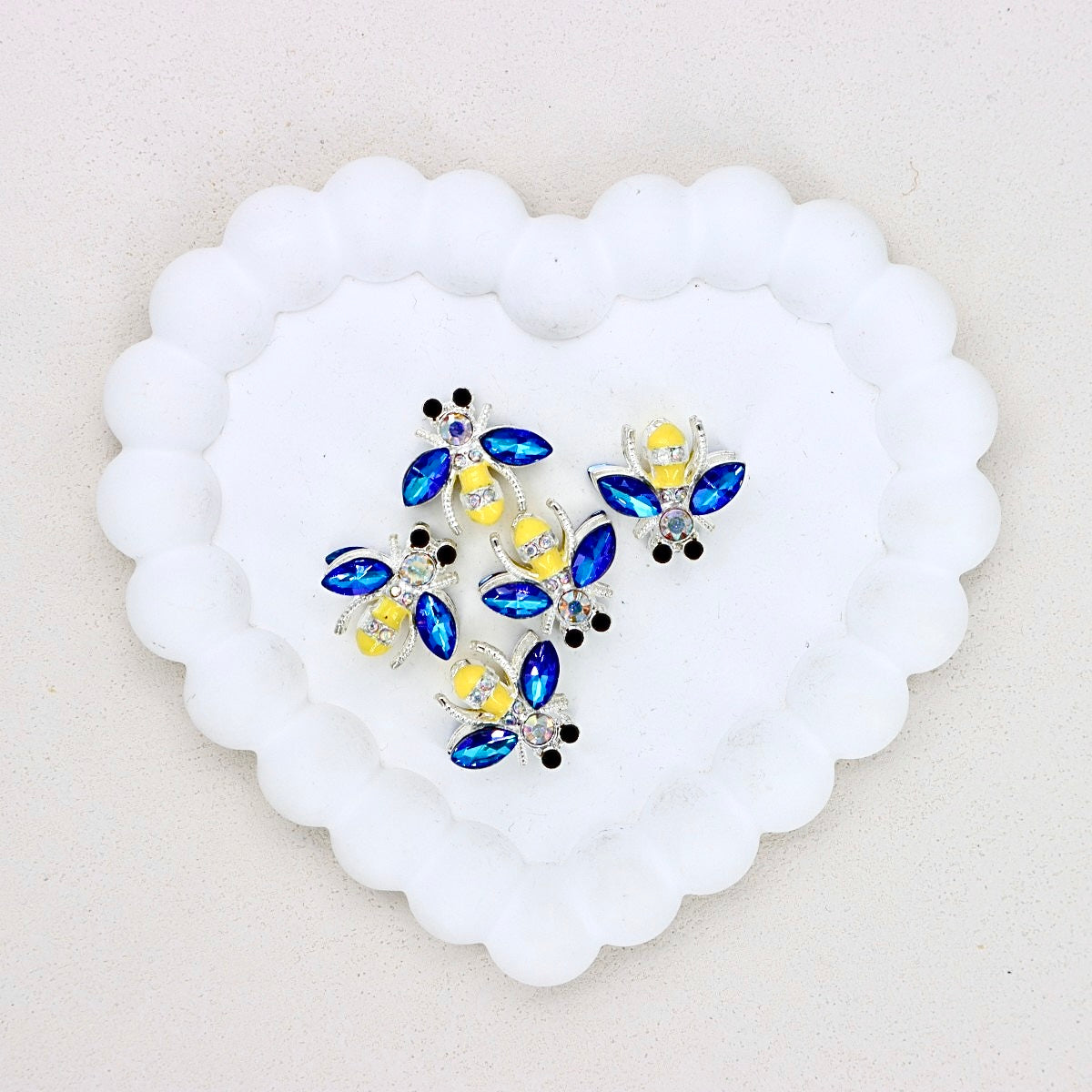 Kimhatter Double-Sided Crystal Bee Alloy Bead with Rhinestones