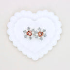 Kimhatter Christmas Snowflake Double-Sided Heart Zircon Alloy Bead with Straight Hole