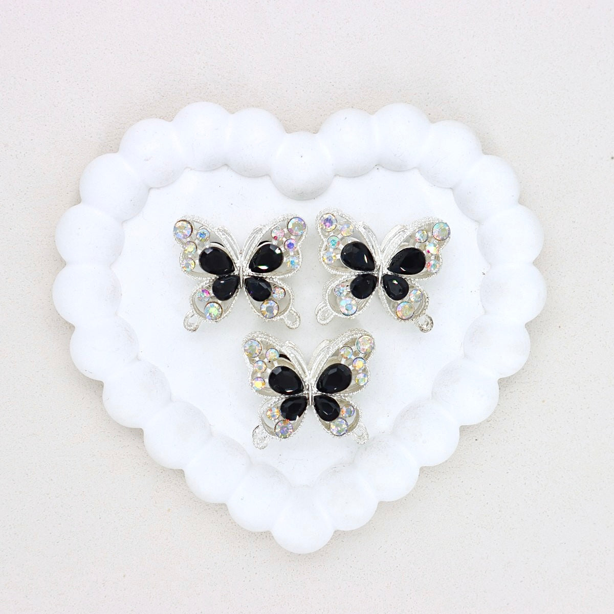 Kimhatter Heavy Duty Double-Sided Alloy Butterfly Crystal Diamond Ball Bead with Straight Hole