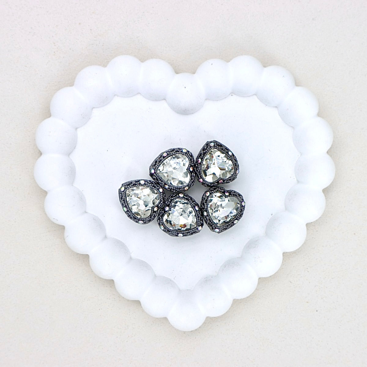 Kimhatter Black Heart Double-Sided Crystal Alloy Bead with Diamond Ball 2pcs/bag