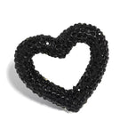 Kimhatter Heart-Shaped Polymer Clay Beads, 27.5×33.5mm Black Diamond Rhinestone Focal Beads with 2mm Hole for Phone Charms, Pen Charms & Jewelry Making