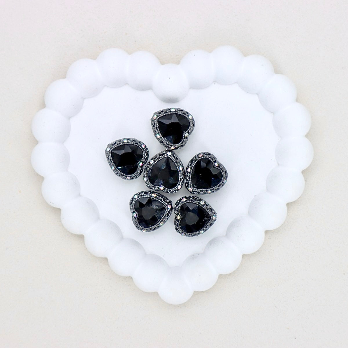 Kimhatter Black Heart Double-Sided Crystal Alloy Bead with Diamond Ball 2pcs/bag